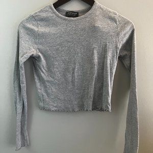 Topshop Long Sleeve Cropped Top w/ Ruffled Detail